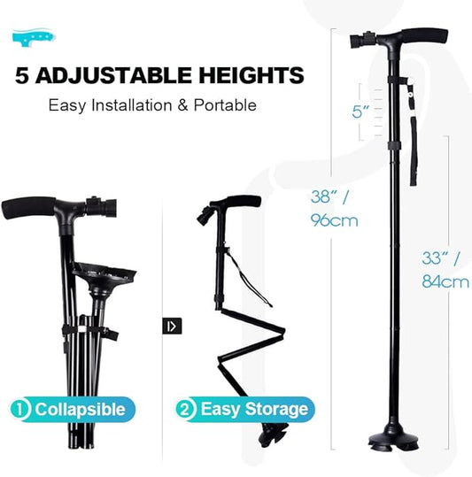 Foldable Walking Cane with LED Light